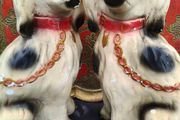 2 x Vintage Chalkware Dogs