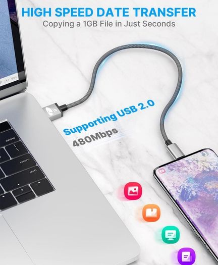 USB C Charger Cable 0.5M 2Pack Type C Charger Fast Charging 3A Lead Nylon Braided for Samsung Galaxy S21 S20 S10 S9 S8 A12 A20e A21s A40 A51,Huawei P30 P20 P40,Google Pixel,Xiaomi,Sony Xperia,Switch