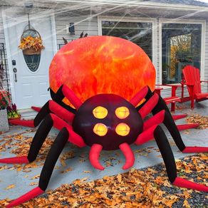 SEASONAL SALE 8 FT Giant Halloween Inflatable Spider Outdoor Decoration with Rotating LED Flame Light, Blow up Inflatables Outdoor Holiday Yard Decorations for Garden Lawn Roof Halloween Decor