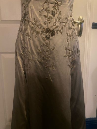 Warehouse grey satin embroidered dress uk 8