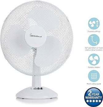 NEW SALE | Portable 12 Inch Oscillating Desk Fan with Adjustable Tilt, 3 Plastic Blades, 3 Speed Settings, White