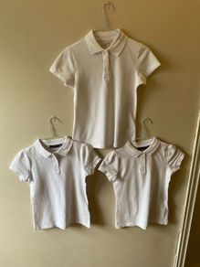 3 White girls polo shirts (new/as new) age 8-9
