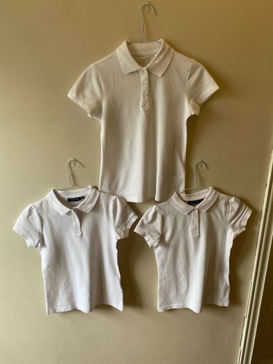 3 White girls polo shirts (new/as new) age 8-9