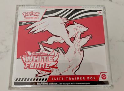 Pokemon TCG Scarlet and Violet White Flare Elite Trainer Box ETB  Sealed and Premium Magnetic Acrylic Case