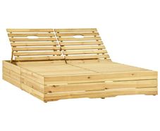 Double Sun Lounger Green Impregnated Pinewood