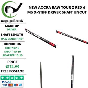 New Accra Raw Tour Z Red 6 M5 X-Stiff Driver Shaft / Uncut