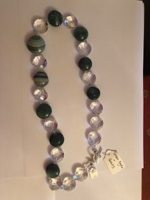 Green agate & Quartz necklace