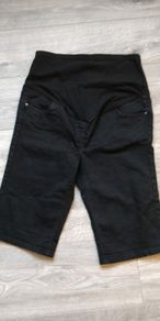 maternity over bump black denim knee length shorts