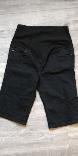 maternity over bump black denim knee length shorts