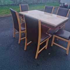 Marble top table and 6 dining room chairs