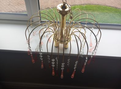 vintage 1970s Hollywood Regency "Waterfall" style fixtures with Murano glass teardrop pendants.
