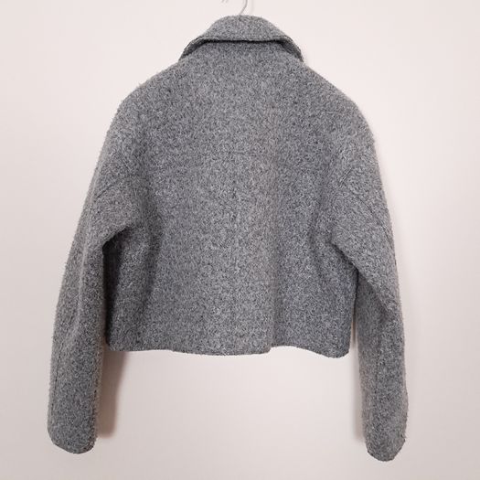 Zara Grey Textured Cropped Zip Up Jacket Size S