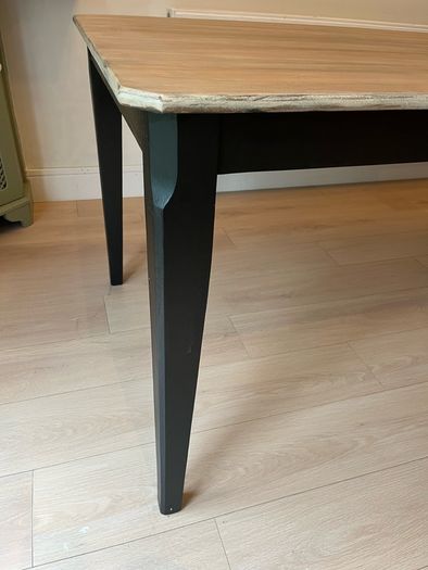 Upcycled Solid Wood Dining Table - Hand Painted White Coffee Whitewash - Modern Rustic - One of a Kind