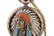 Vintage Style Indian Chief Native American Pocket Watch