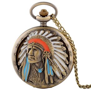Vintage Style Indian Chief Native American Pocket Watch