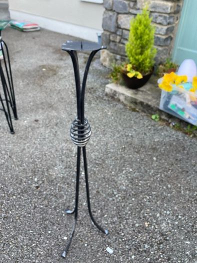 Black wrought iron candle stand