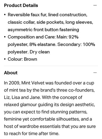 Mint Velvet reversable jacket worn once