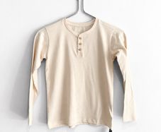 New Dunnes Stores Cream Ribbed Henley Long Sleeve Top