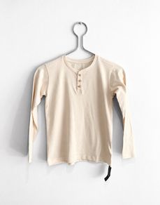 New Dunnes Stores Cream Ribbed Henley Long Sleeve Top