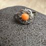 Vintage art deco Silver and angel skin coral ring Image 3