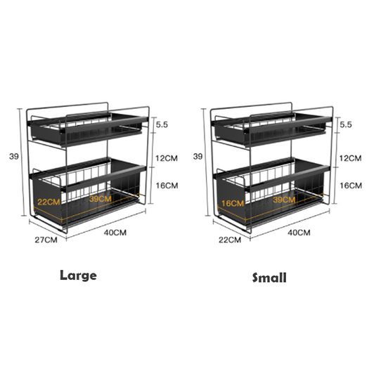 2 Tier Under Sink Sliding Cupboard Drawer Shelf (small size)