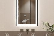 LED Bathroom Mirror Makeup Cosmetic Antifog Clock