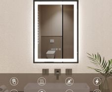 LED Bathroom Mirror Makeup Cosmetic Antifog Clock