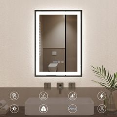 LED Bathroom Mirror Makeup Cosmetic Antifog Clock