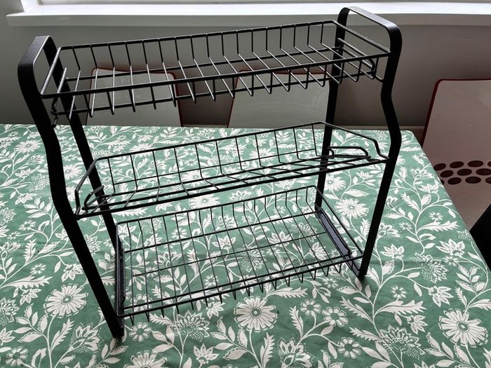 Black metal kitchen rack