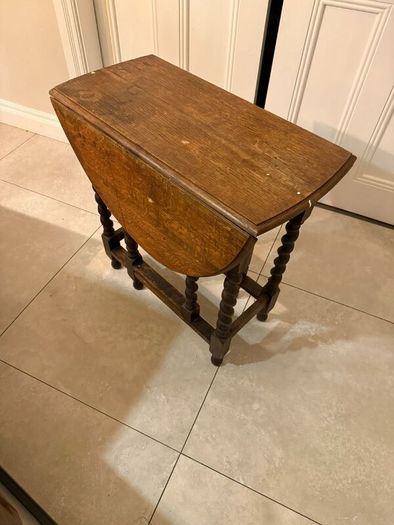 Antique Oak Gateleg Table with Barley Twist Legs