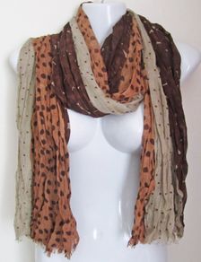 Fashion Polka Dot 3 Shades Dark Coffee Brown Scarf