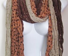 Fashion Polka Dot 3 Shades Dark Coffee Brown Scarf