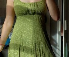 Apple Green Floral Milkmaid Mini Dress Y2K Sundress Square neckline Size M