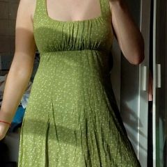 Apple Green Floral Milkmaid Mini Dress Y2K Sundress Square neckline Size M