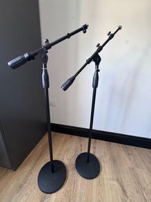 2x Heavy Duty Floor Microphone Boom Stands | Studio Podcast Mic Stands