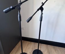 2x Heavy Duty Floor Microphone Boom Stands | Studio Podcast Mic Stands