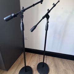 2x Heavy Duty Floor Microphone Boom Stands | Studio Podcast Mic Stands