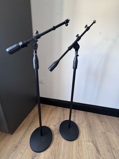 2x Heavy Duty Floor Microphone Boom Stands | Studio Podcast Mic Stands