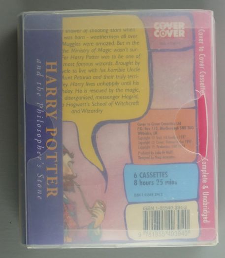 Harry Potter and the Philosopher's Stone audiobook read by Stephen Fry 6 cassette tapes