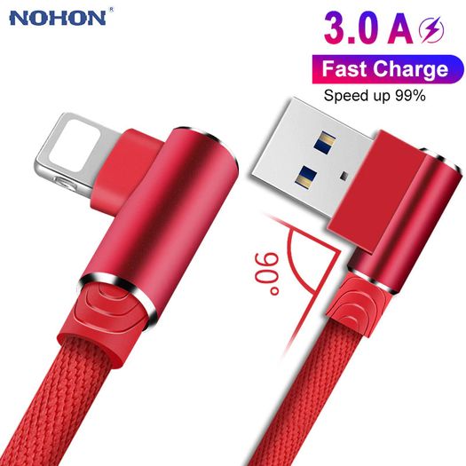 NOHON 3M Apple 3A Lightning Fast Charger & Data Sync 90 Degree Elbows Nylon Braided Cable (Brand New/Warranty)