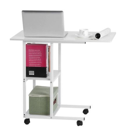 Home Office Rolling Wheel Notebook PC Stand With Storage Rack