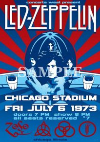 Led Zeppelin concert poster Chicago Stadium 1973 A3 Size Replica