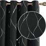 Blackout Curtains, Thermal Insulated Curtains, Wave Line Foil Printed Ring Top Curtains (MULTIPLE SIZES/COLOURS) Image 4
