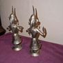 Pair of Antqiue Indian Hindu silver tone Musician Figures Image 5