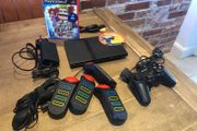 PS2 - Sony Black Ps2 Slim with Buzz Controllers and 2 Buzz games #358