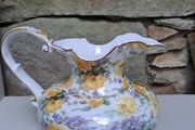 Vintage yellow roses and purple flowers jug