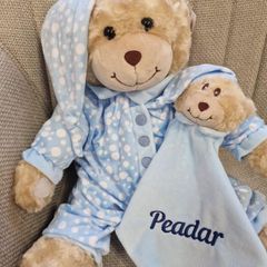 Personalised embroidery Medium Bedtime Bear with Comforter