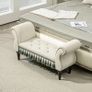 Upholstered bench, seat bench, vintage design, up to 150 kg, 117x40x58 cm, Beige Image 5
