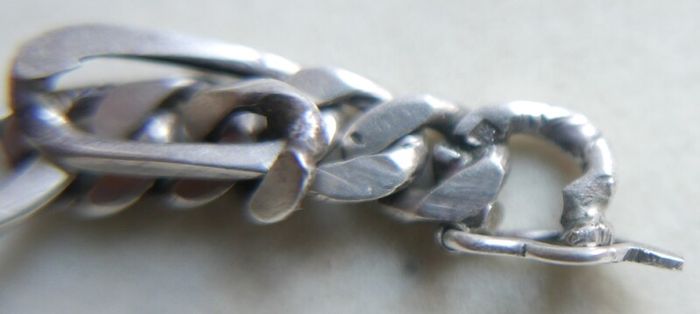 Vintage Sterling Silver 925 Figaro Necklace 20" Long Chain Link Flat Vintage Silver Sterling Gift Men 37,6g