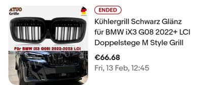 BMW ix3 grill and splitter